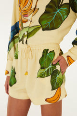 Yellow Banana Grapes Drawstring Shorts