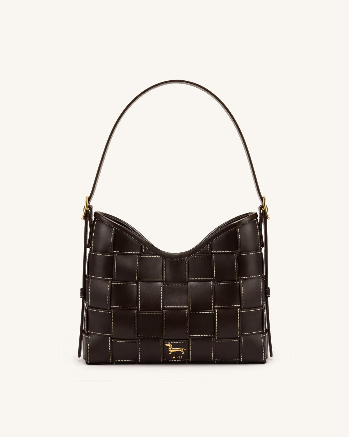 Nadine Dachshund Woven Hobo Bag - Dark Brown