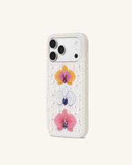 Pearl Orchid Floral Phone Case - White