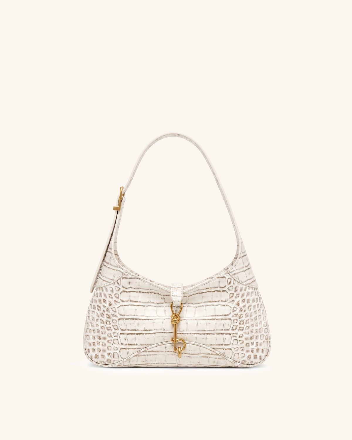 Juliette Key Charm East-West Shoulder Bag - Off White Croc