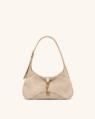 Juliette Faux Suede Key Charm East-West Shoulder Bag - Light Khaki