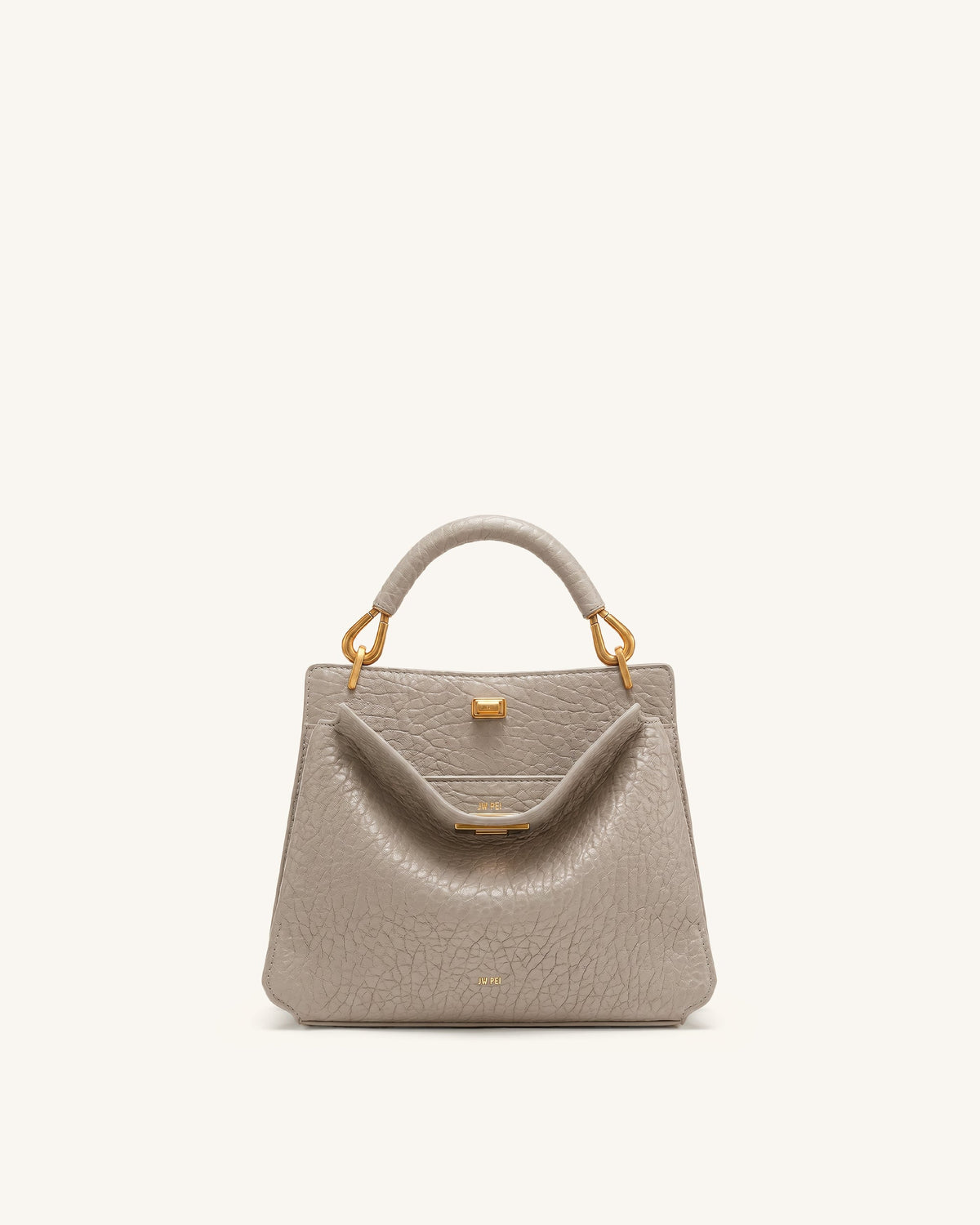 Lucia Elephant-Effect Top Handle Bag - Stone Gray