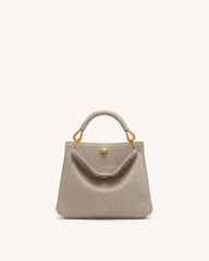 Lucia Elephant-Effect Top Handle Bag - Stone Gray