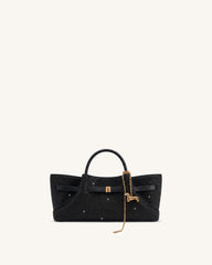 Maeve Artificial Crystal Dachshund Metal Charm Tote Bag - Black