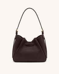 Mabel Soft Bow Shoulder Bag - Dark Brown