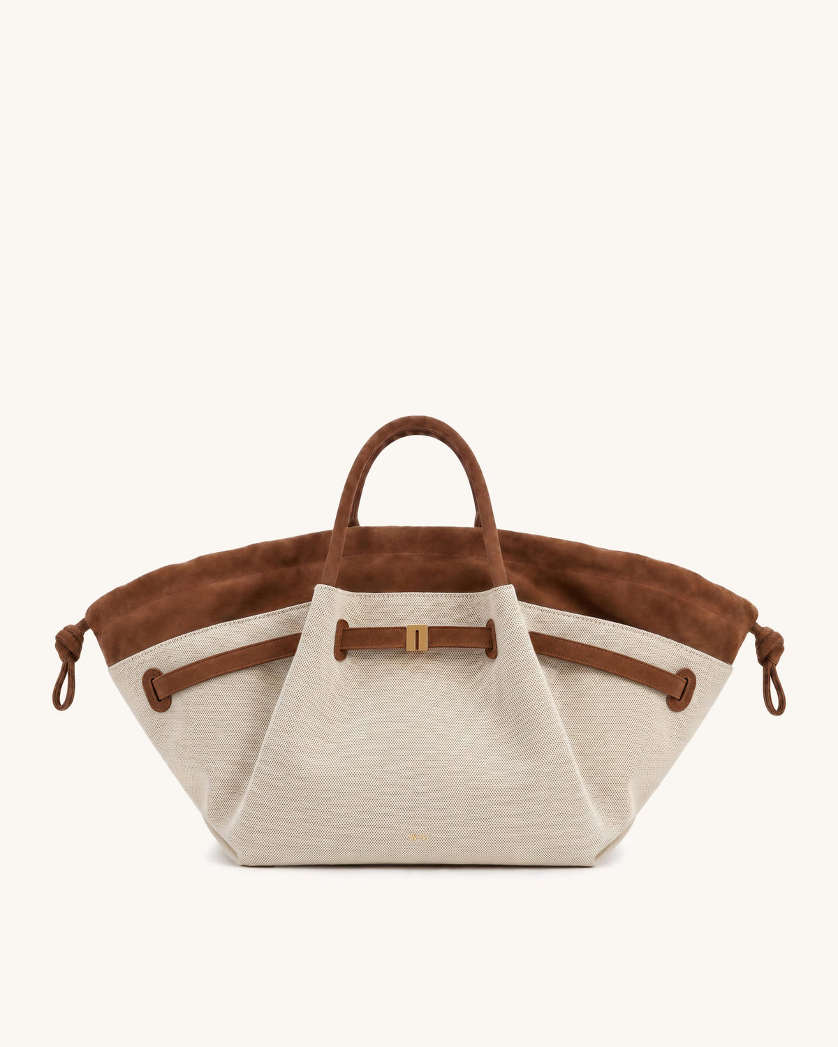 Hana Faux Suede Layered Tote Bag - Brown Canvas