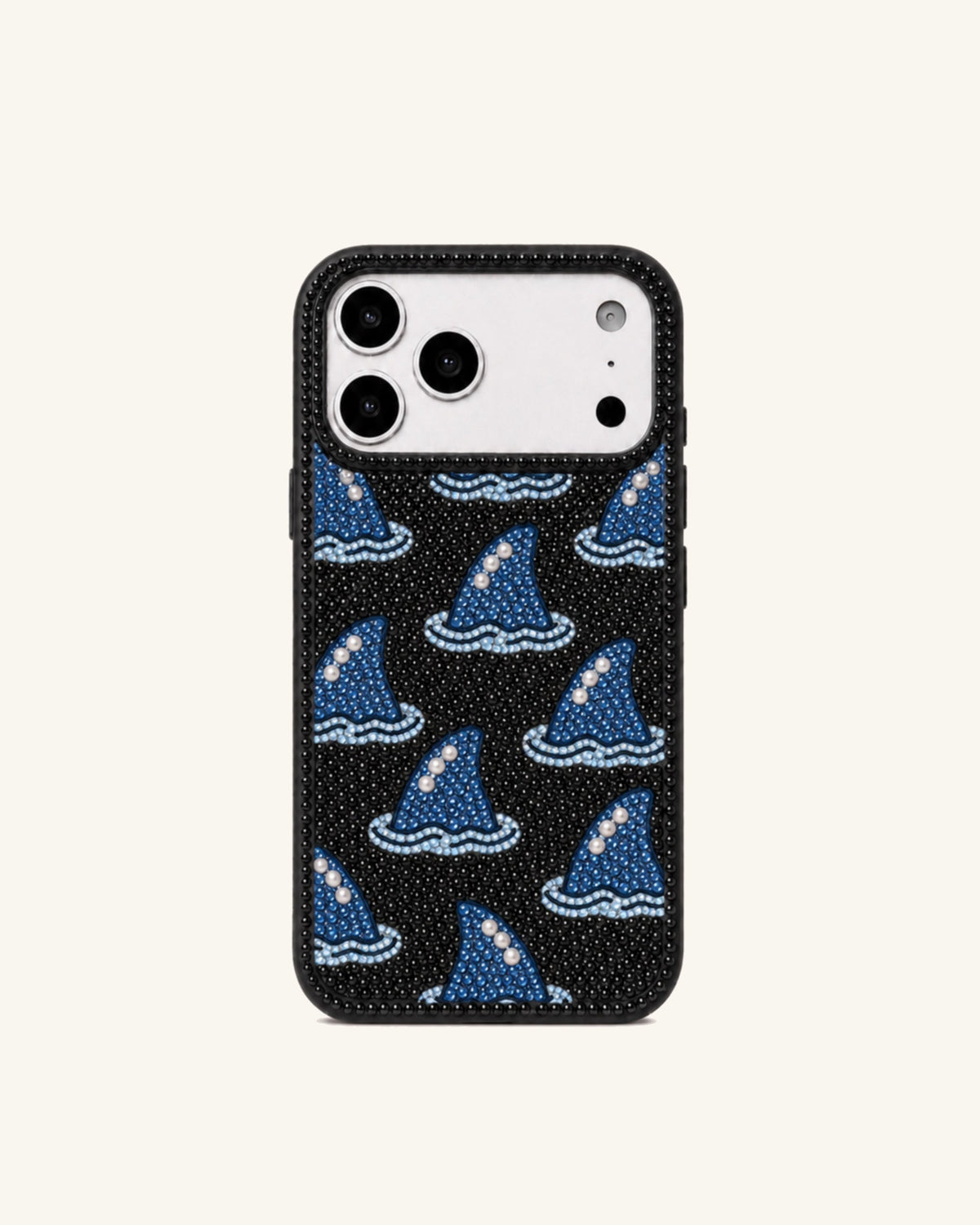 Blue Shark Fin Phone Case – Black