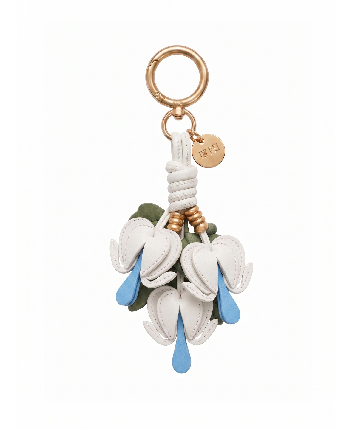 Bleeding Heart Floral Bag Charm - White