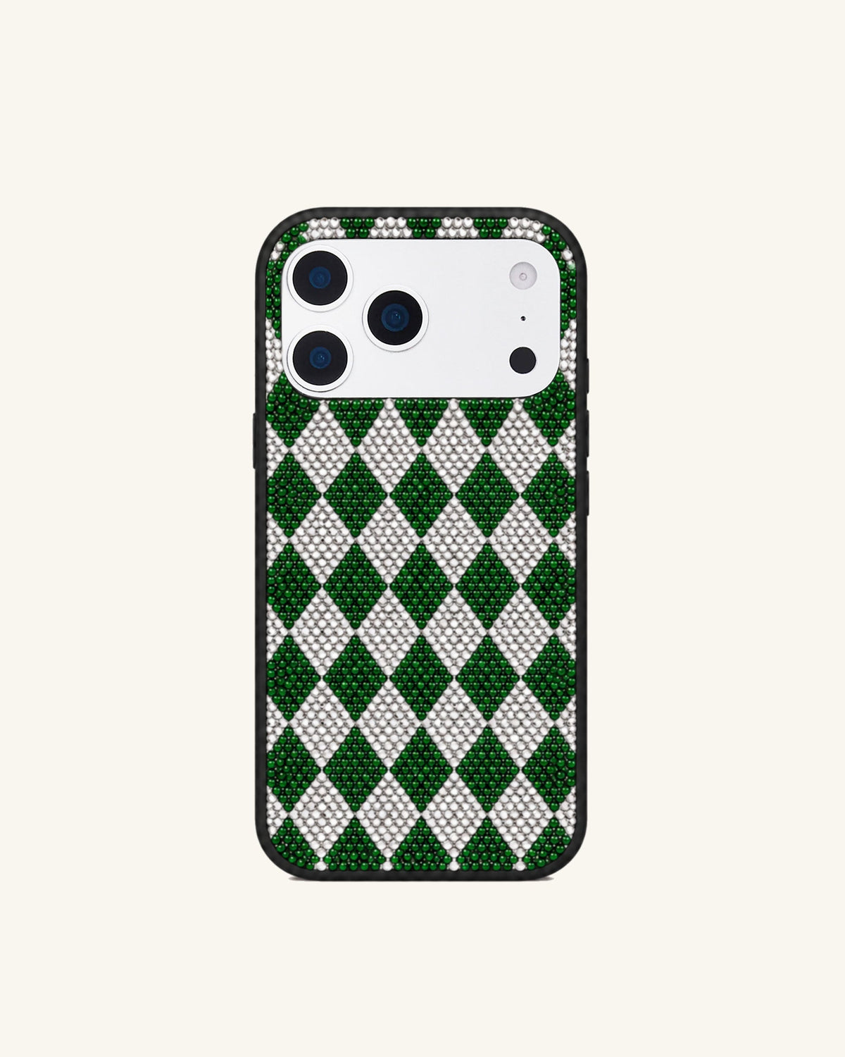 Classic Argyle Artificial Crystal Phone Case - Green & White