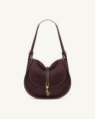 Arla Small Faux Suede Hobo Bag - Chocolate
