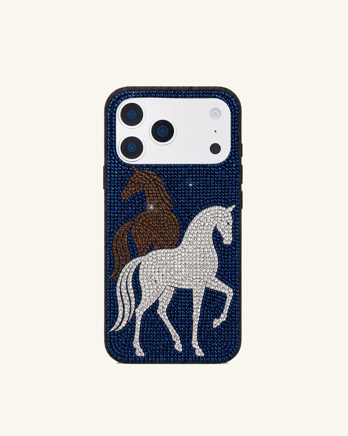 Running Horses Artificial Crystal Phone Case - Blue