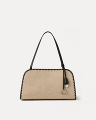 Avery Faux Suede Whipstitch Shoulder Bag - Sand