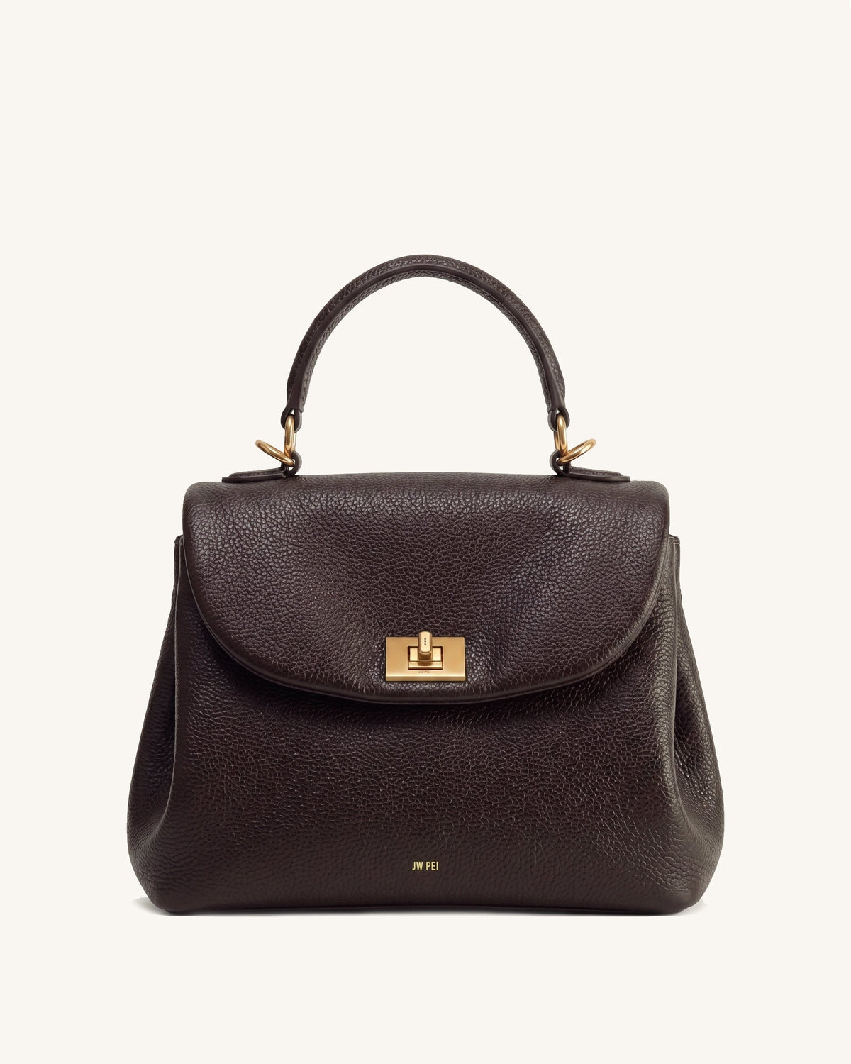 Lucia Pebbled Top Handle Bag - Dark Brown