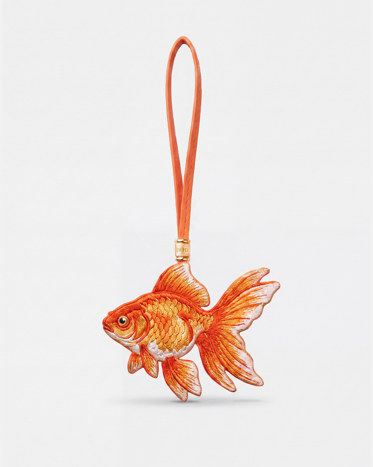 Embroidered Goldfish Bag Charm - Orange