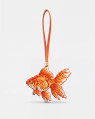 Embroidered Goldfish Bag Charm - Orange