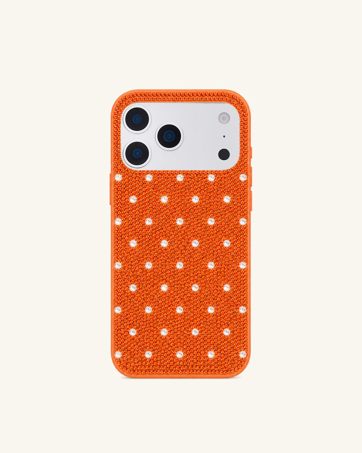 Pearl Dot Artificial Crystal Phone Case - Orange