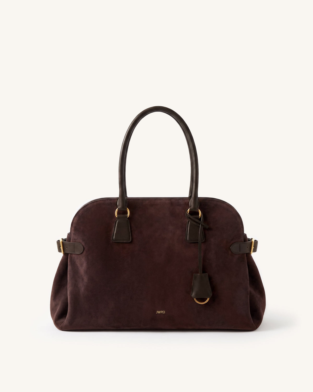 Leonie Faux Suede Top Handle Bag - Dark Brown