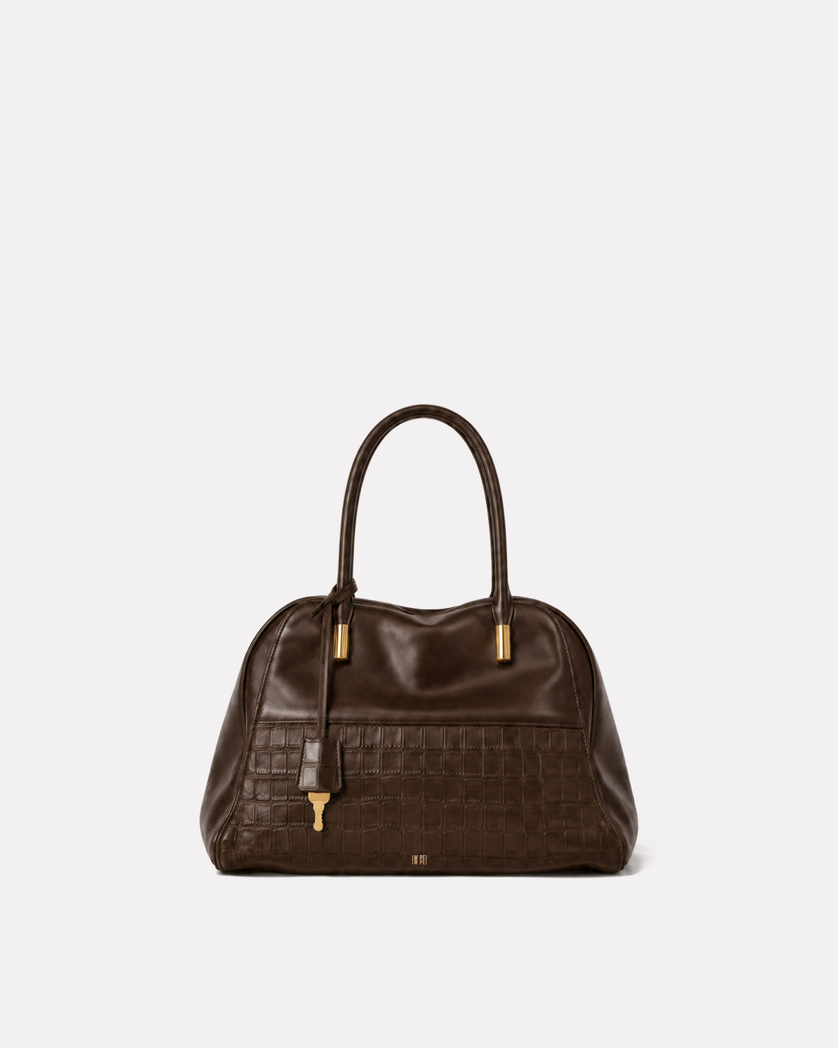 Audrey Panel Bowling Bag - Chocolate Brown Croc