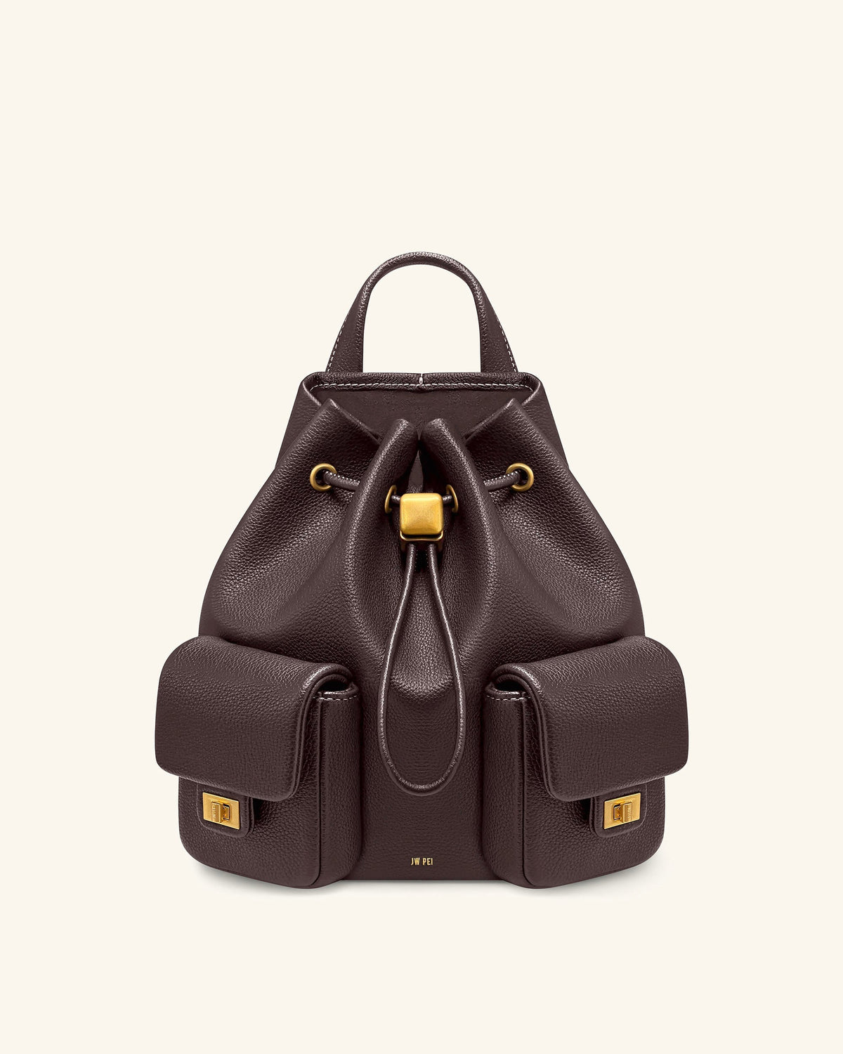 Avery Pebbled Drawstring Utility Backpack – Dark Brown