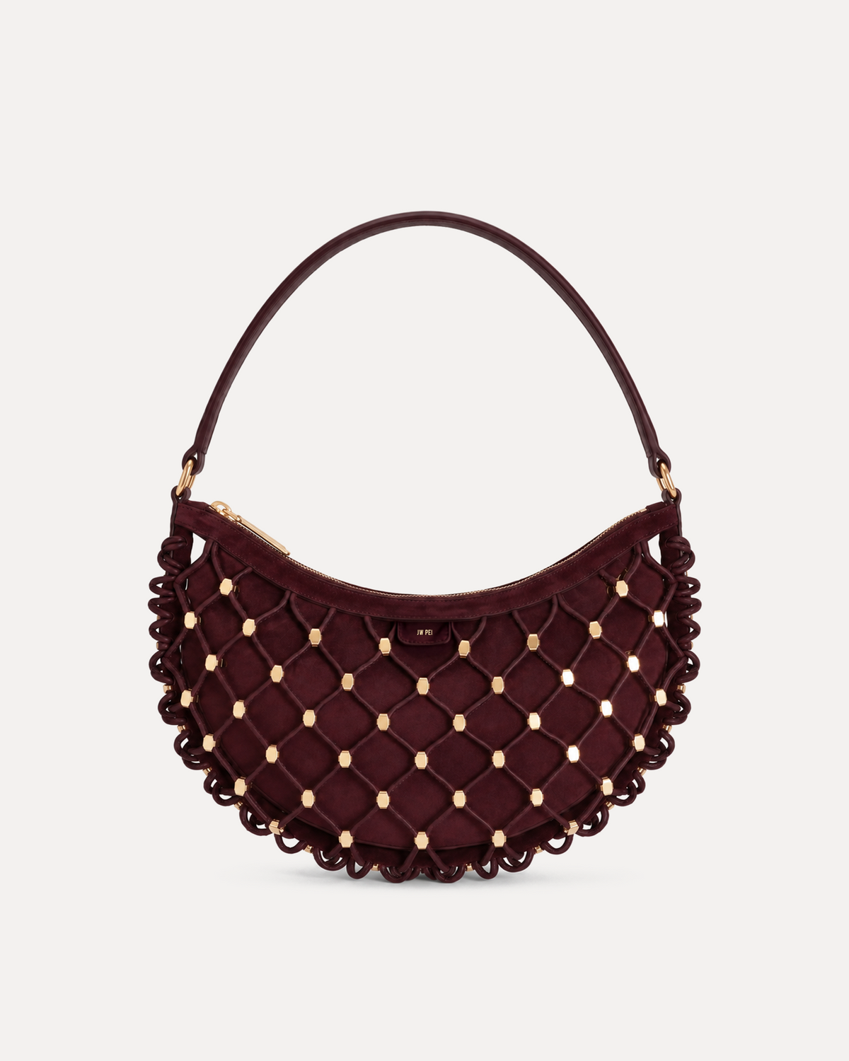 Ava Lattice Saddle Bag - Burgundy