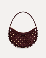 Ava Lattice Saddle Bag - Burgundy