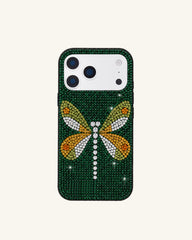 Dragonfly Artificial Crystal Phone Case - Green