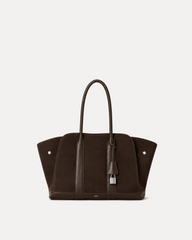 Harper Faux Suede Tote Bag - Brown