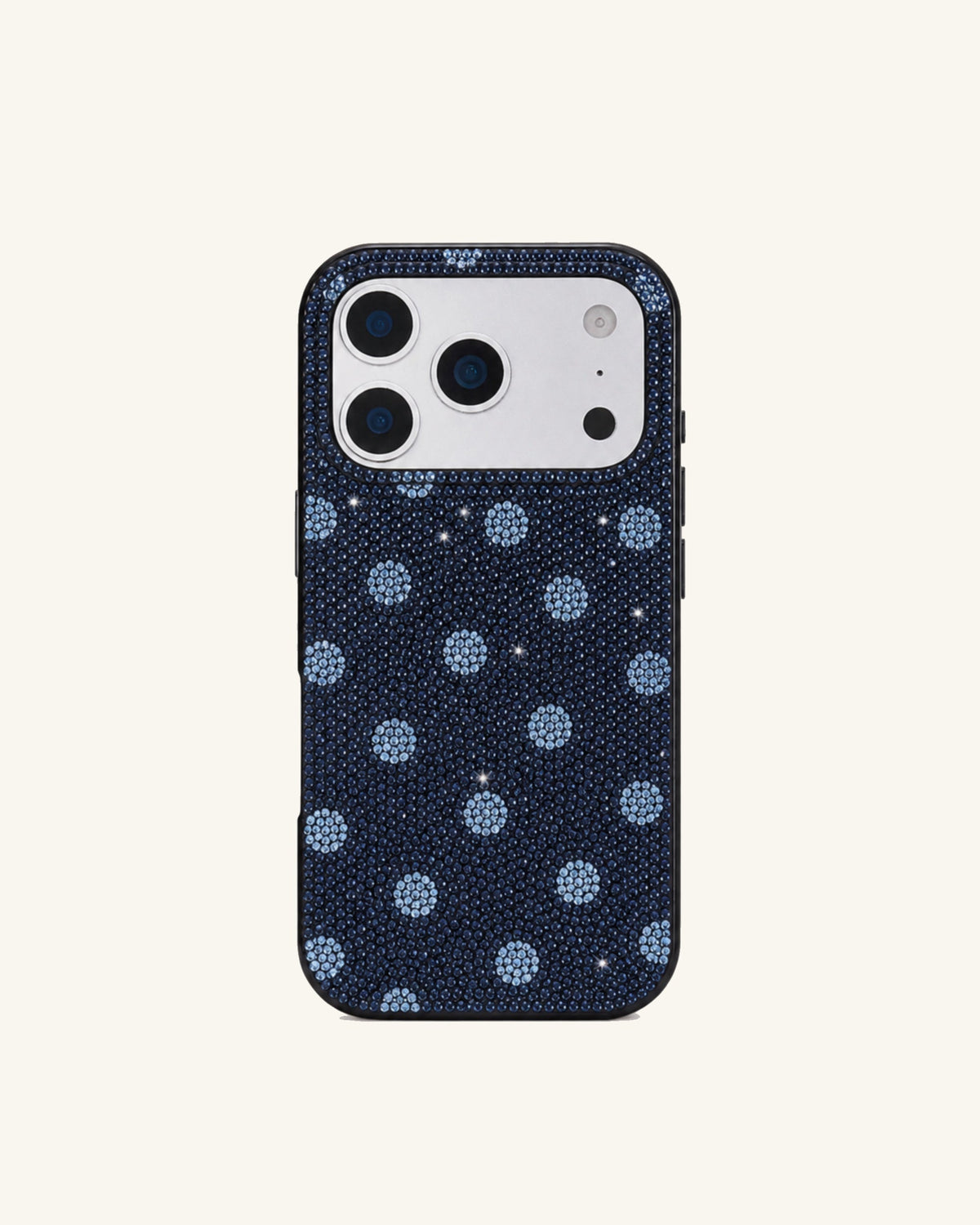 Blue Polka Dot Artificial Crystal Phone Case - Navy