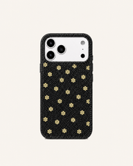 Daisy Pattern Artificial Crystal Phone Case - Black