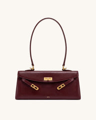 Nerissa Smooth East-West Shoulder Bag - Burgundy