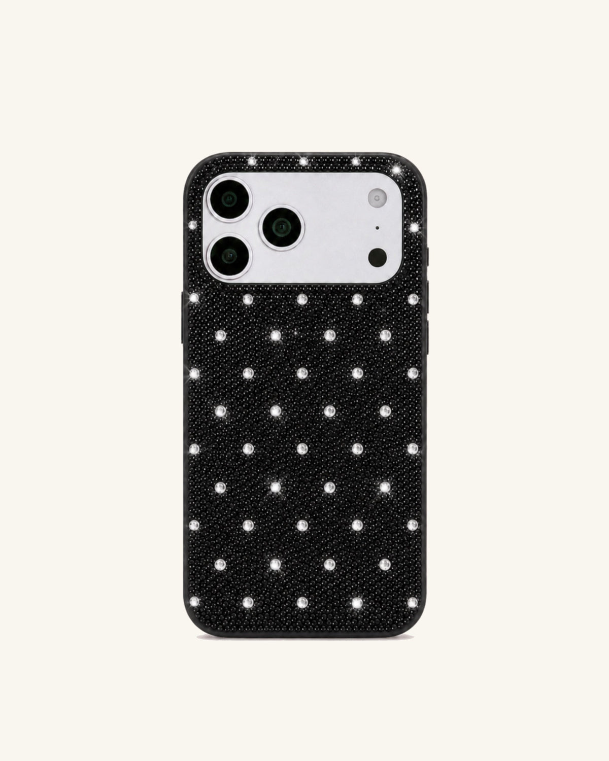 Pearl Grid Artificial Crystal Phone Case - Black