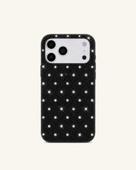 Pearl Grid Artificial Crystal Phone Case - Black