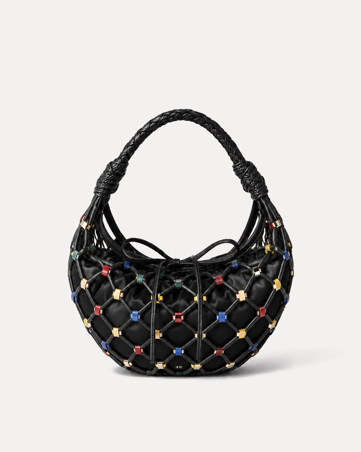 Nia Knotted Beaded Shoulder Bag - Black
