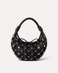 Nia Knotted Beaded Shoulder Bag - Black