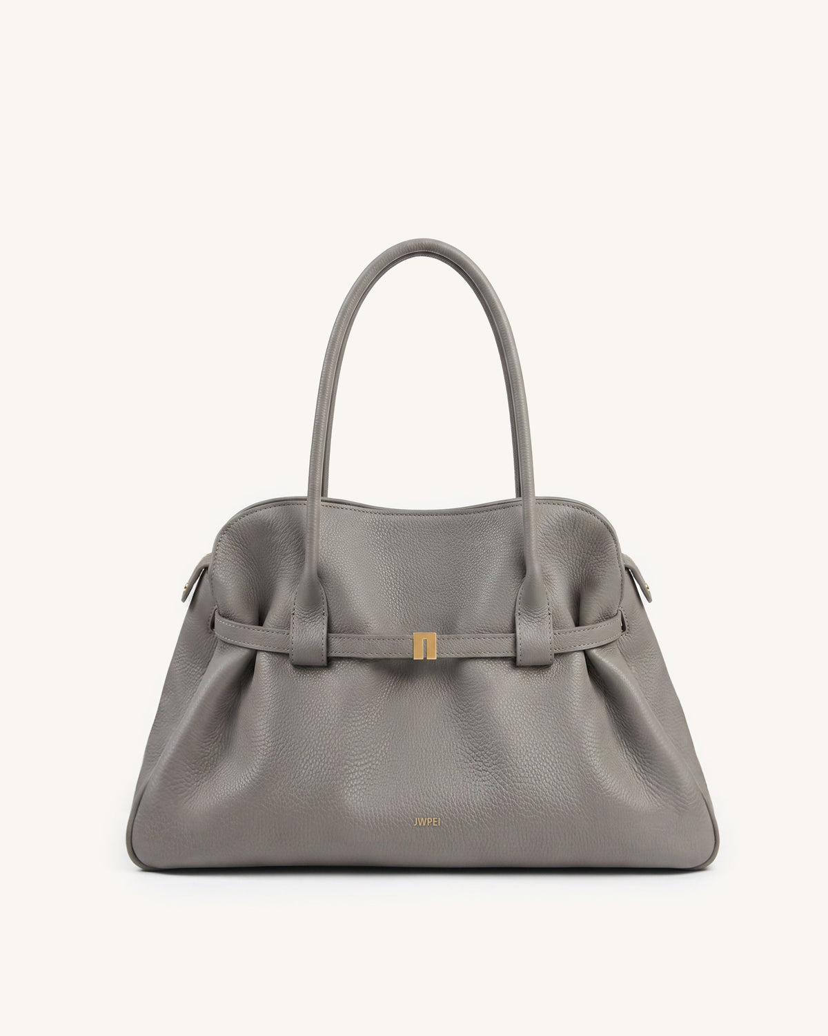 Hana Pebbled Belted Satchel Bag - Gray