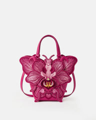 Orchid Mantis Embroidered Top Handle Bag - Fuchsia