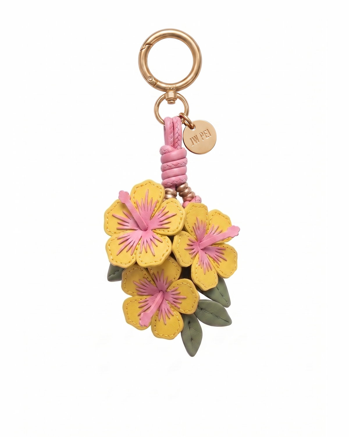 Hibiscus Floral Bag Charm - Yellow