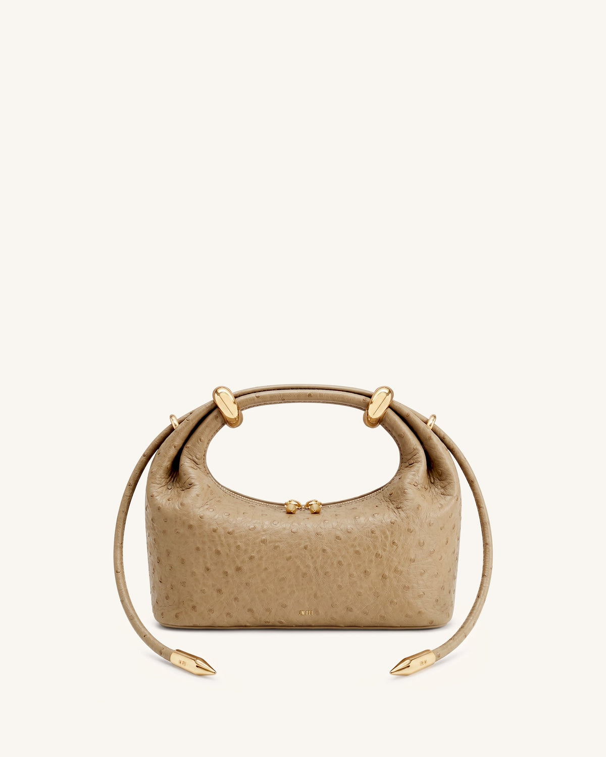 Ellie Metal Ring Embellished Top Handle Bag - Brown Apricot