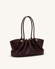 Naomi Gathered Long Handle Shoulder Bag - Deep Burgundy