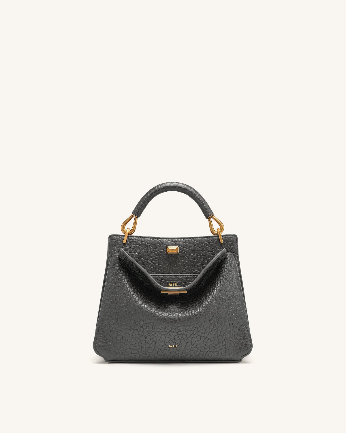 Lucia Elephant-Effect Top Handle Bag - Slate Gray