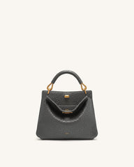 Lucia Elephant-Effect Top Handle Bag - Slate Gray